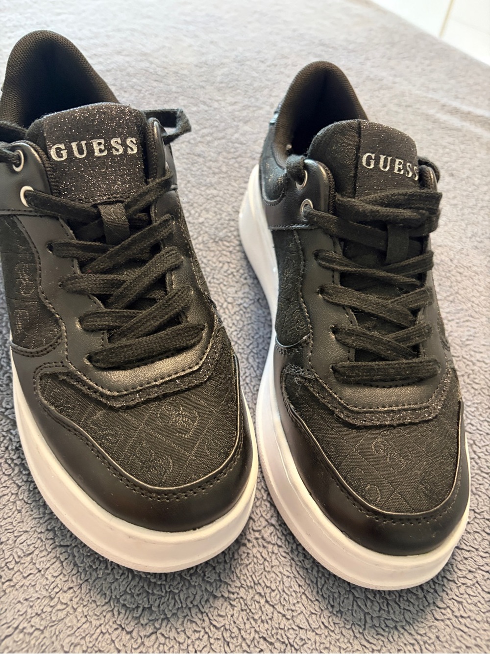 GUESS Black and White Women's Logo Platform Sneakers